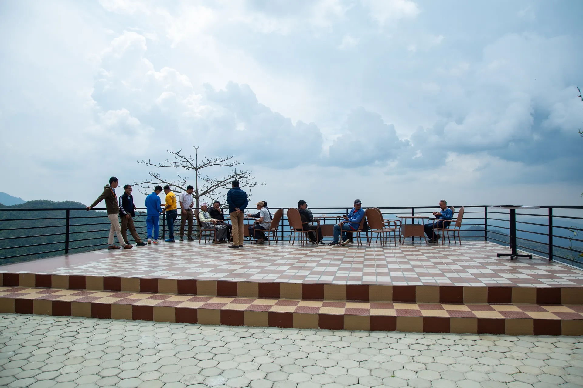 Open terrace overlooking the hills and valley